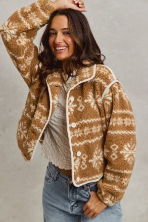 Snowflakes Everywhere Sherpa Jacket