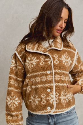 Snowflakes Everywhere Sherpa Jacket