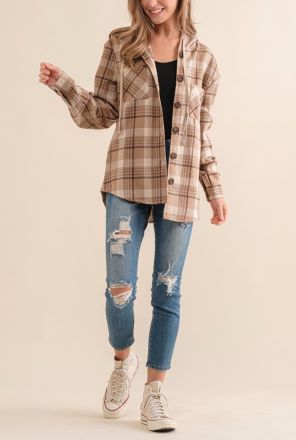Just Your Style Plaid Hooded Shacket