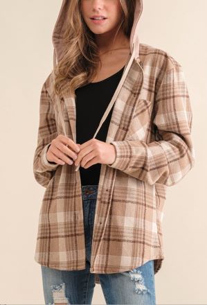 Just Your Style Plaid Hooded Shacket