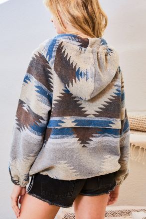 Lost in the City Aztec Hooded Pullover