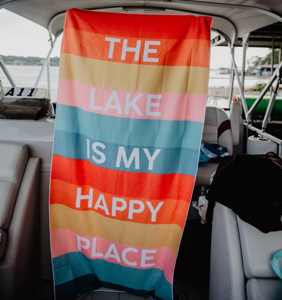 KatyDid The Lake Is My Happy Place Quick Dry Beach Towel